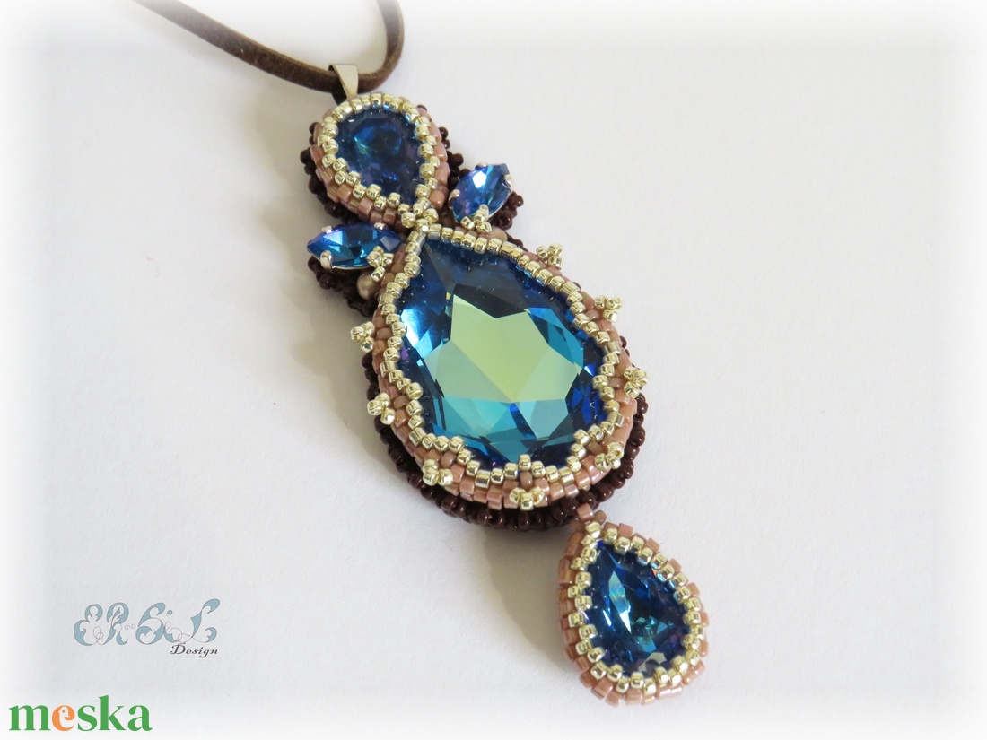 Kék - barna - ezüst Swarovski medál - ékszer - nyaklánc - medálos nyaklánc - Meska.hu Kék - barna - ezüst Swarovski medál - ékszer - nyaklánc - medálos nyaklánc - Meska.hu