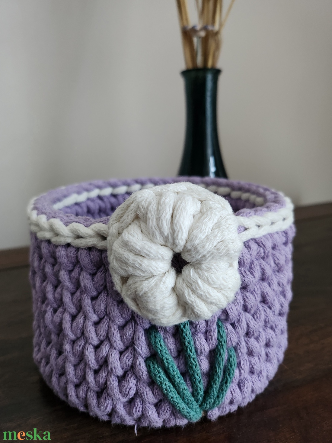 Horgolt kosár - otthon & életmód - tárolás & rendszerezés - tárolókosár - Meska.hu