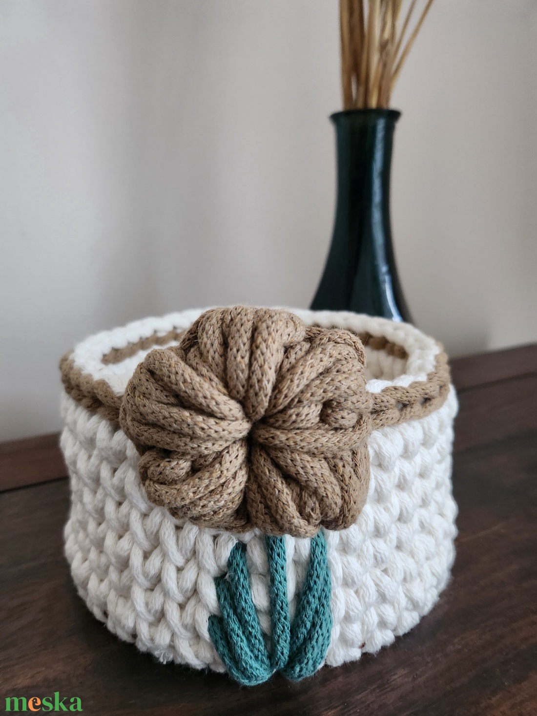 Horgolt kosár - otthon & életmód - tárolás & rendszerezés - tárolókosár - Meska.hu