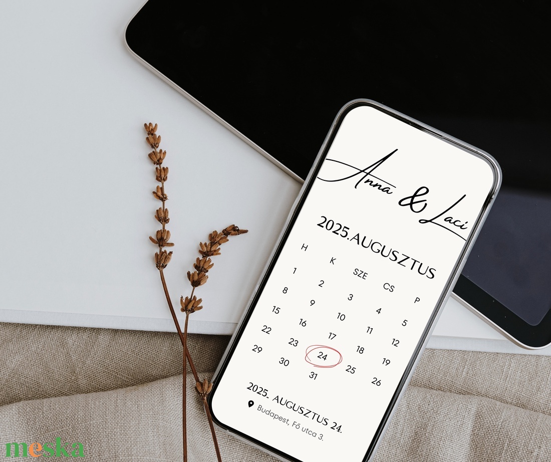 SAVE THE DATE esküvő/esemény meghívó DIGITÁLIS - esküvő - meghívó & kártya - meghívó - Meska.hu