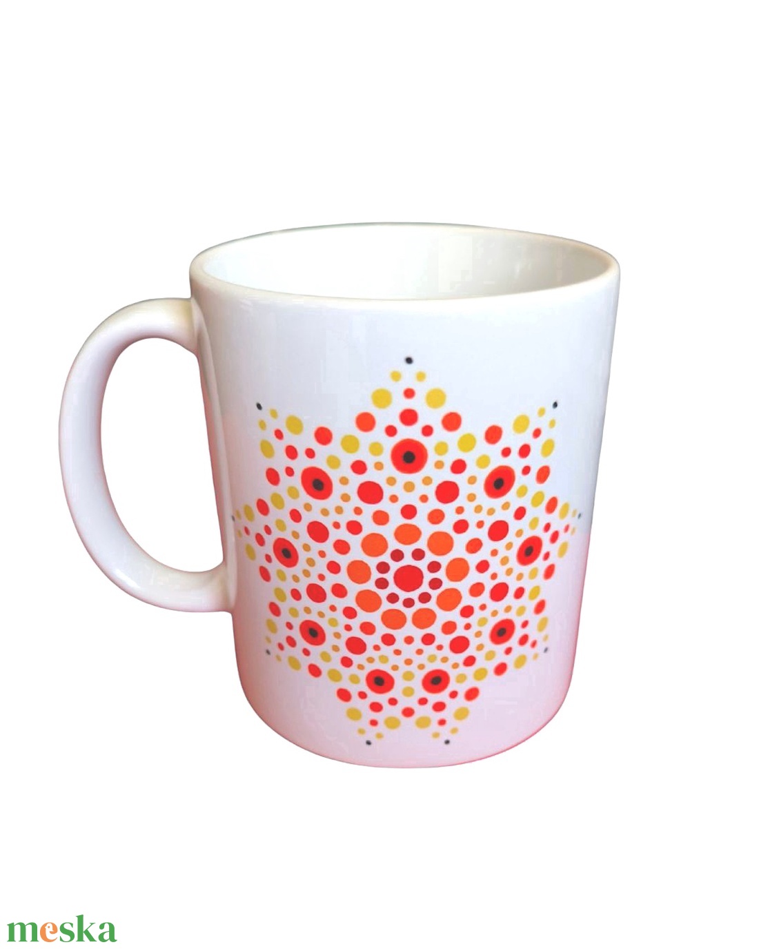 Sárga és piros mandala bögre - otthon & életmód - konyhafelszerelés, tálalás - tálalás - bögre & csésze - Meska.hu