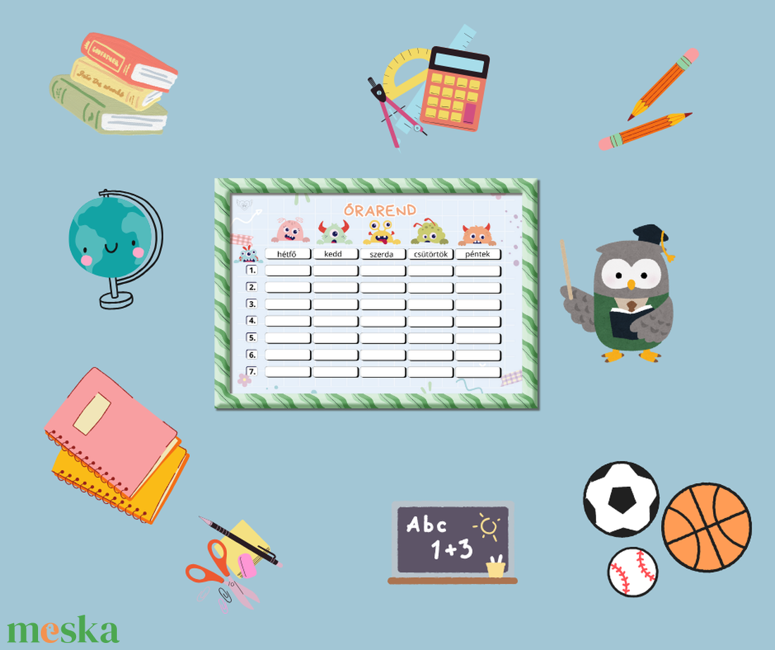 Gyermek heti tervező és órarend - otthon & életmód - papír, írószer - naptár & tervező - Meska.hu