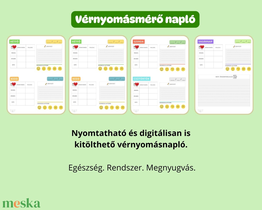 Vérnyomásmérő napló - otthon & életmód - papír, írószer - jegyzetfüzet & napló - Meska.hu