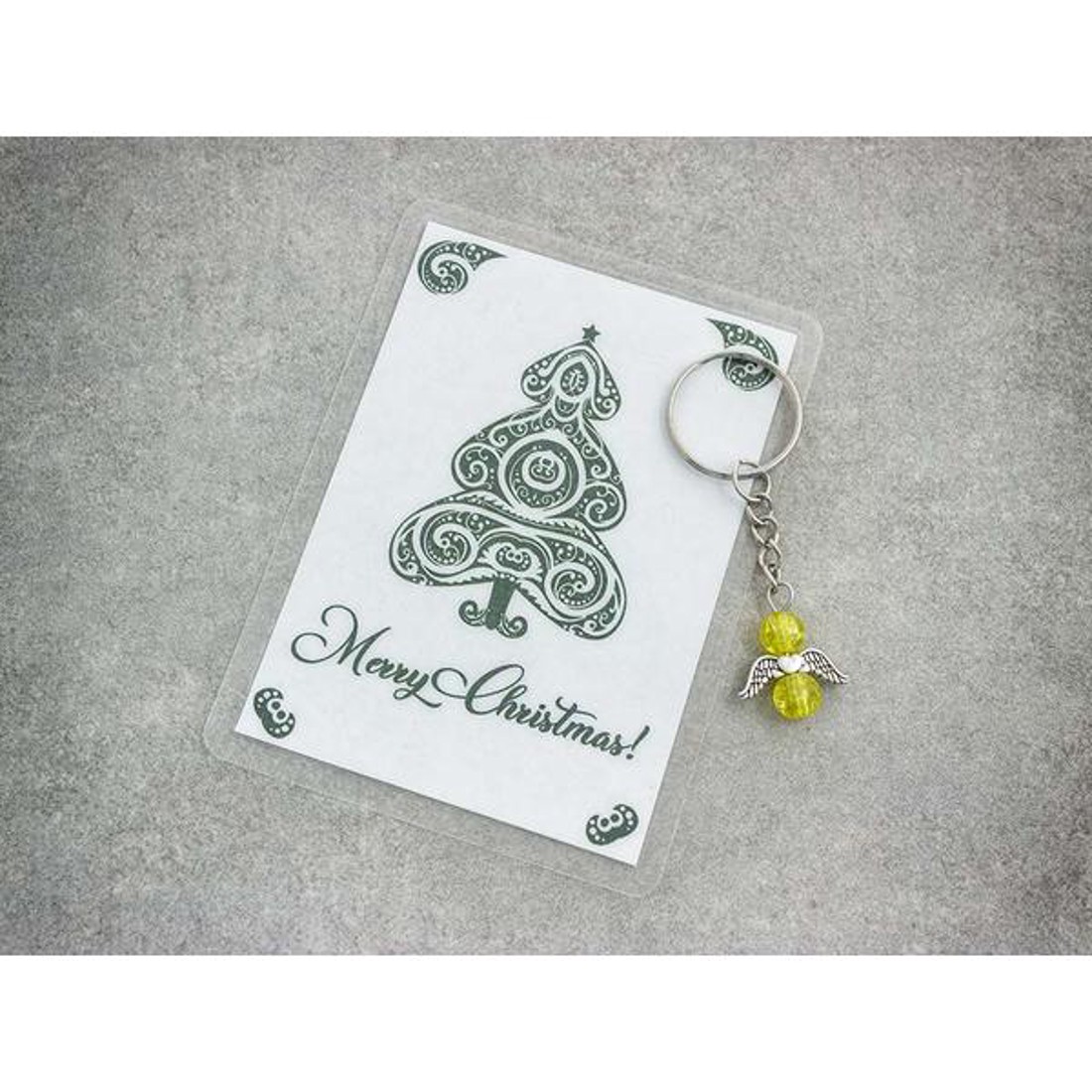Merry Christmas sárga angyal medálos kulcstartó - táska & tok - kulcstartó & táskadísz - kulcstartó - Meska.hu