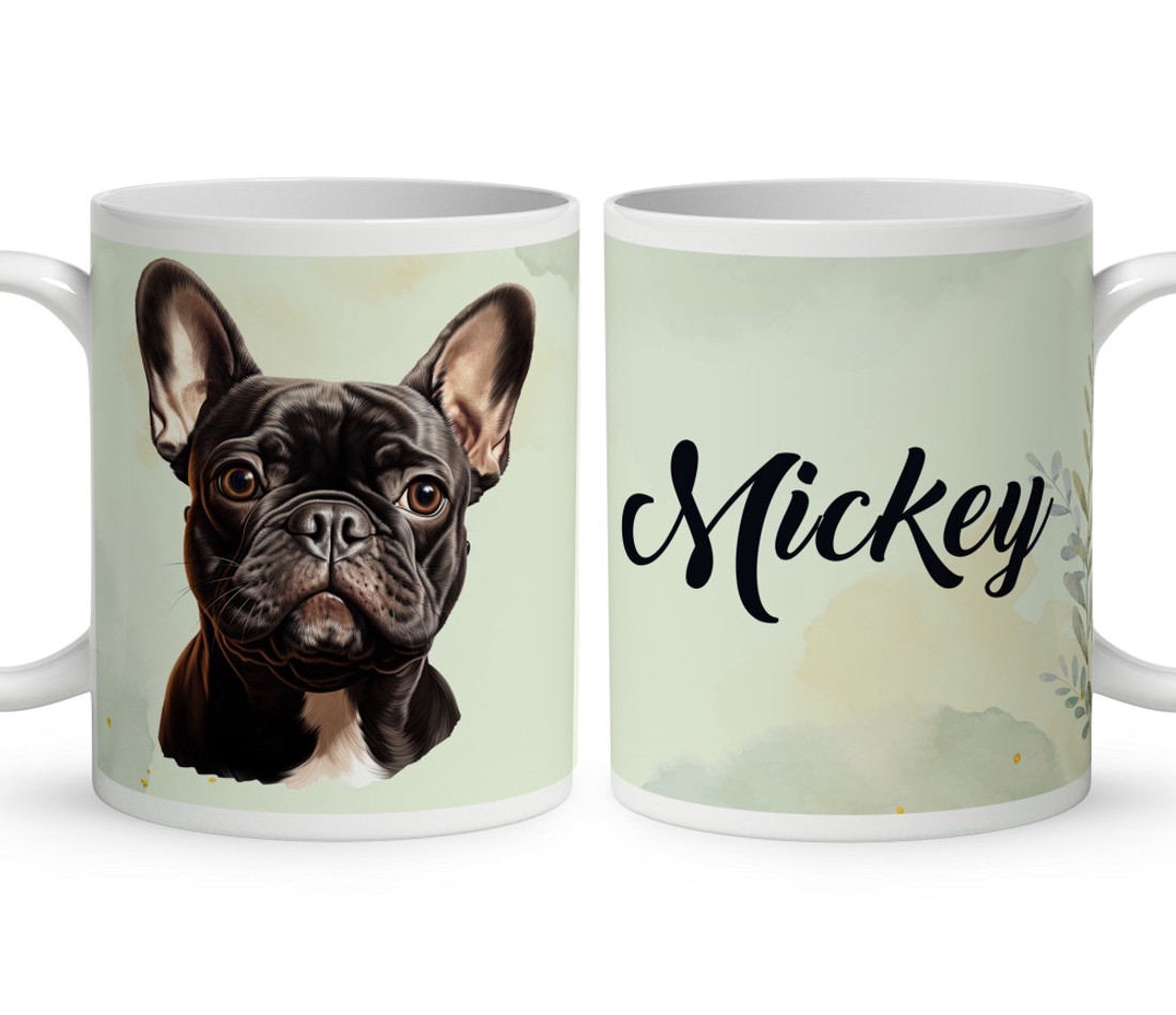 Névvel kérhető - Fekete francia bulldog portré mintás bögre - otthon & életmód - konyhafelszerelés, tálalás - tálalás - bögre & csésze - Meska.hu