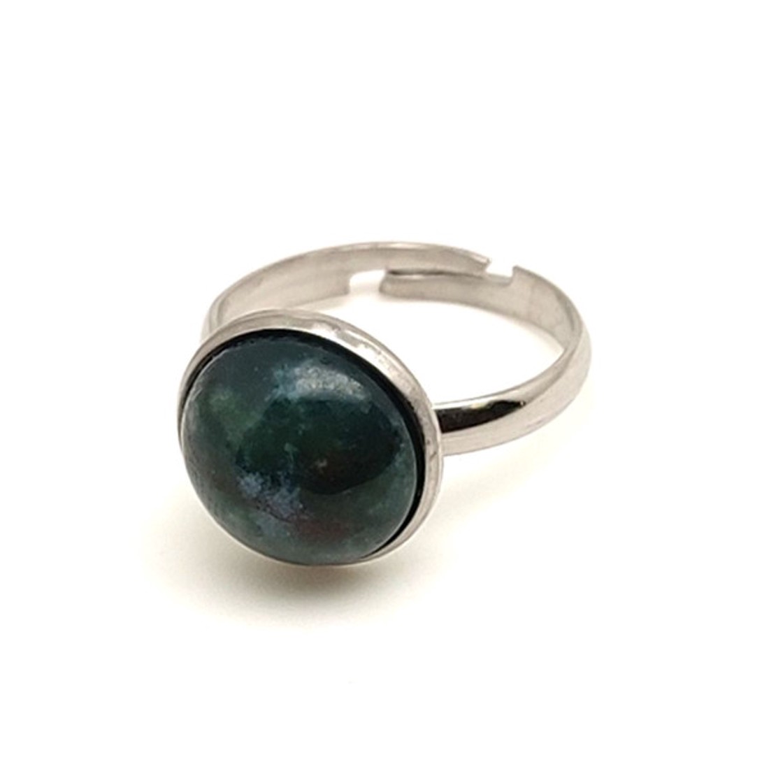 Természetközeli moha achát állítható gyűrű kerek 12mm - ékszer - gyűrű - gyöngyös gyűrű - Meska.hu