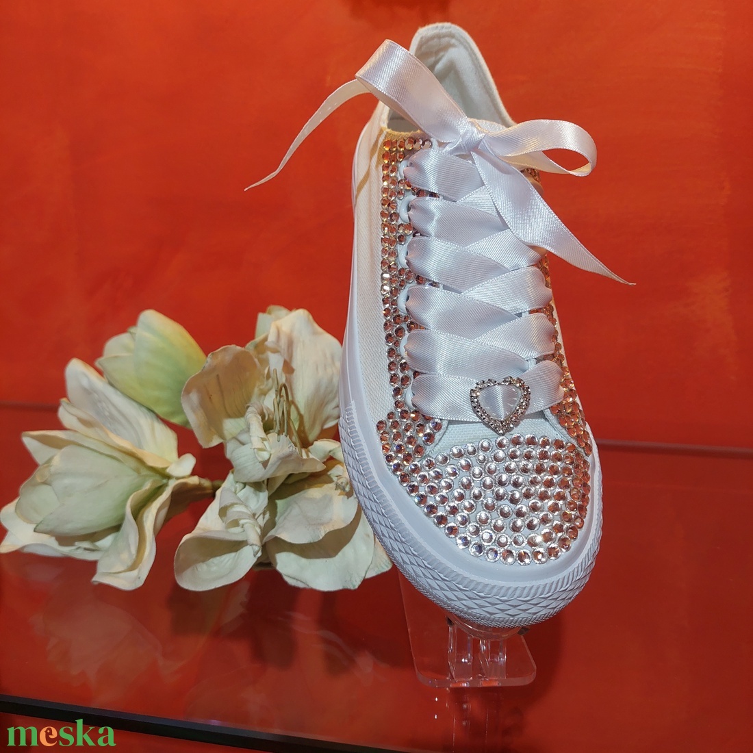 Esküvői, Menyasszonyi Fehér 38 Kristályköves Tornacipő  - esküvő - cipő és cipőklipsz - Meska.hu