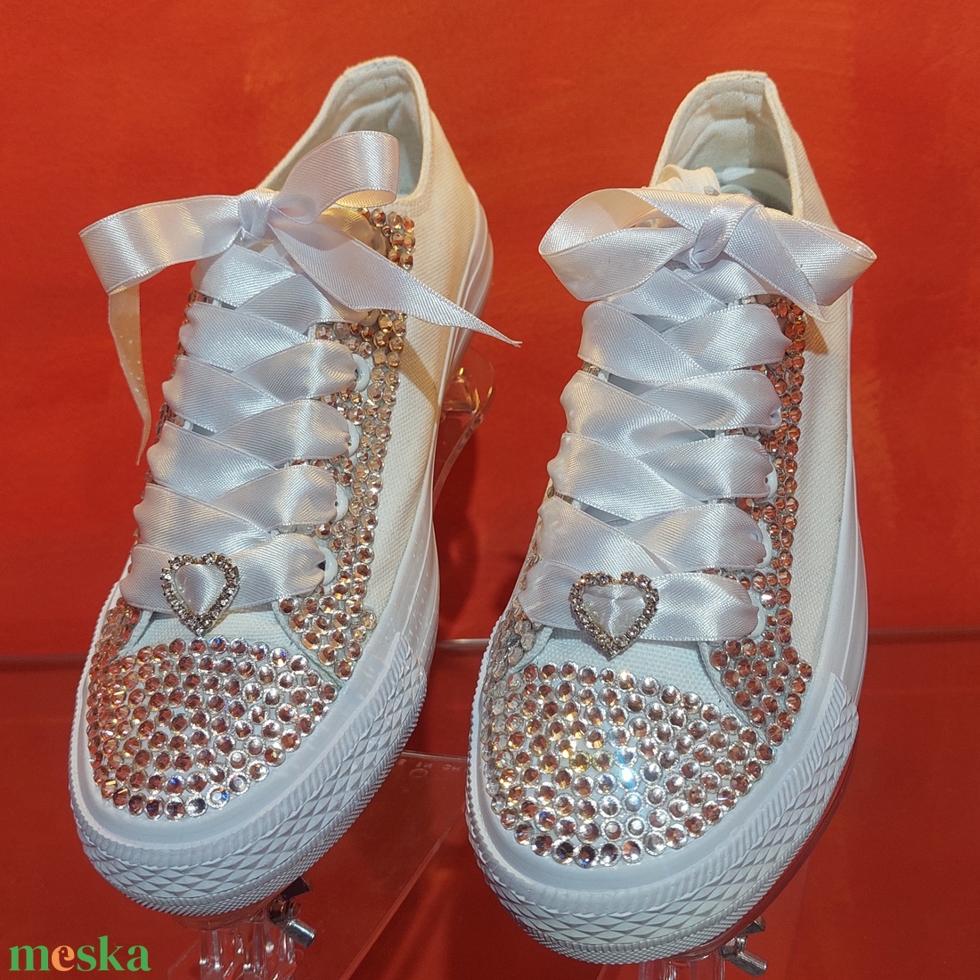 Esküvői, Menyasszonyi Fehér 38 Kristályköves Tornacipő  - esküvő - cipő és cipőklipsz - Meska.hu