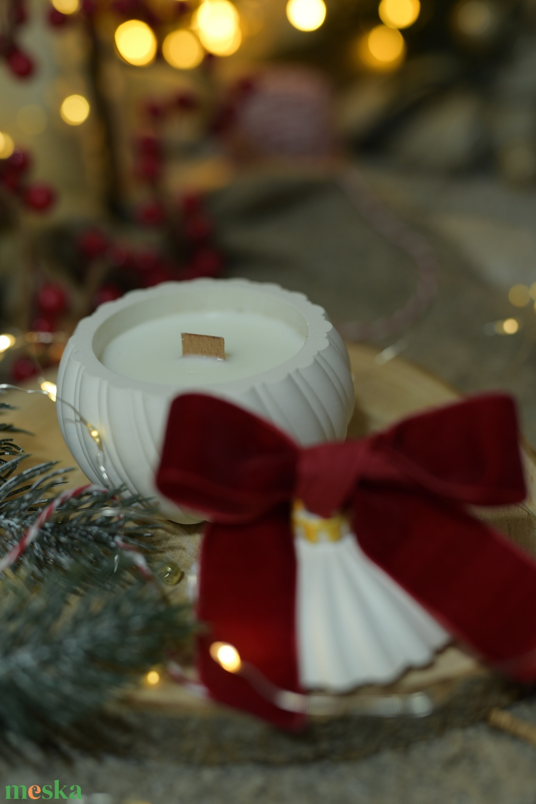 Christmas ball- Szójaviasz gyertya ropogó fa kanóccal - otthon & életmód - gyertya, illat, aroma - gyertya - Meska.hu