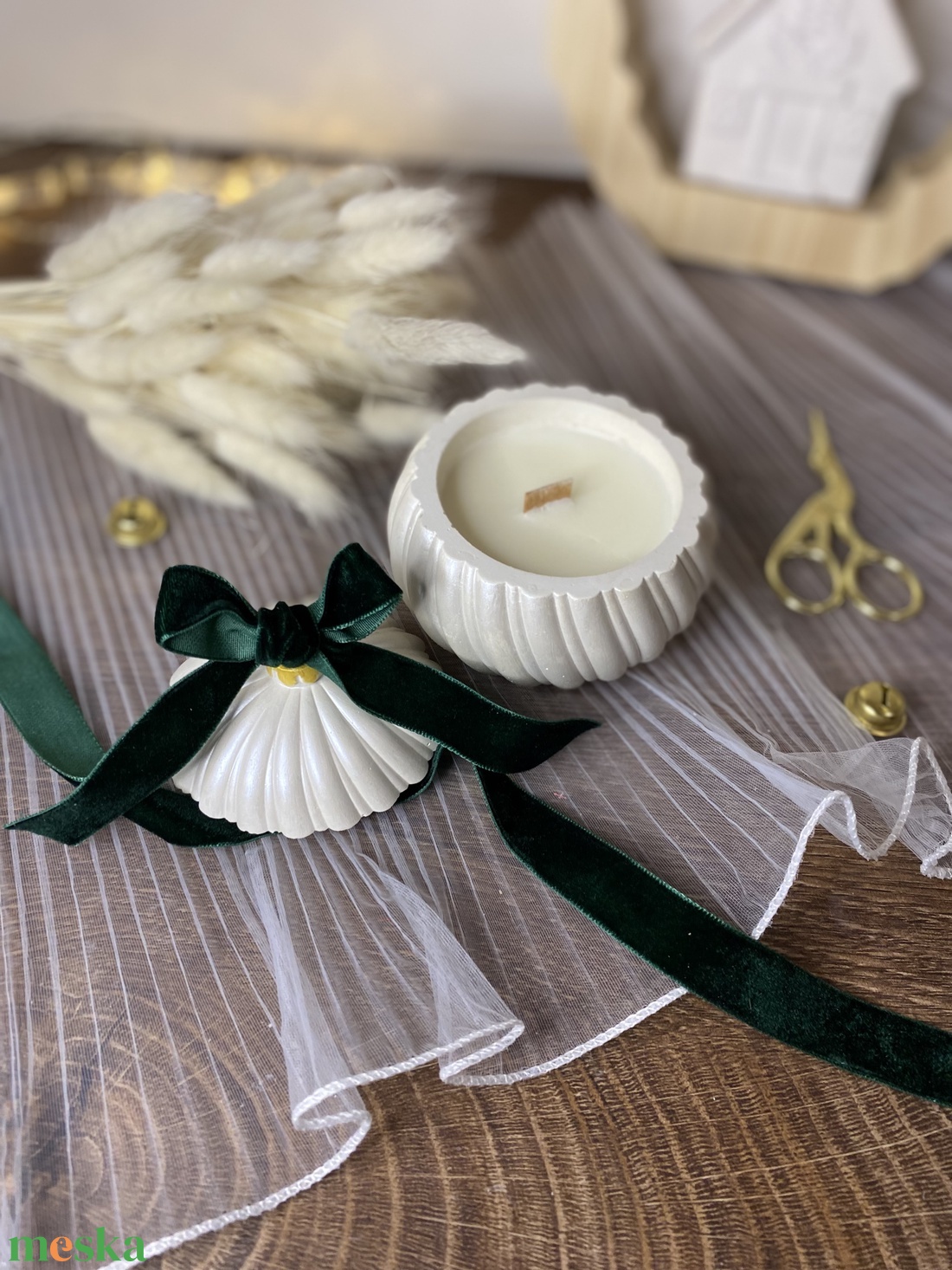 Christmas ball- Szójaviasz gyertya ropogó fa kanóccal - otthon & életmód - gyertya, illat, aroma - gyertya - Meska.hu