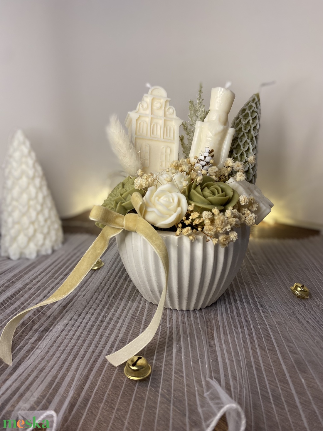 Winter Green Harmony - Szójaviasz karácsonyi illatbox - otthon & életmód - gyertya, illat, aroma - illatviasz - Meska.hu