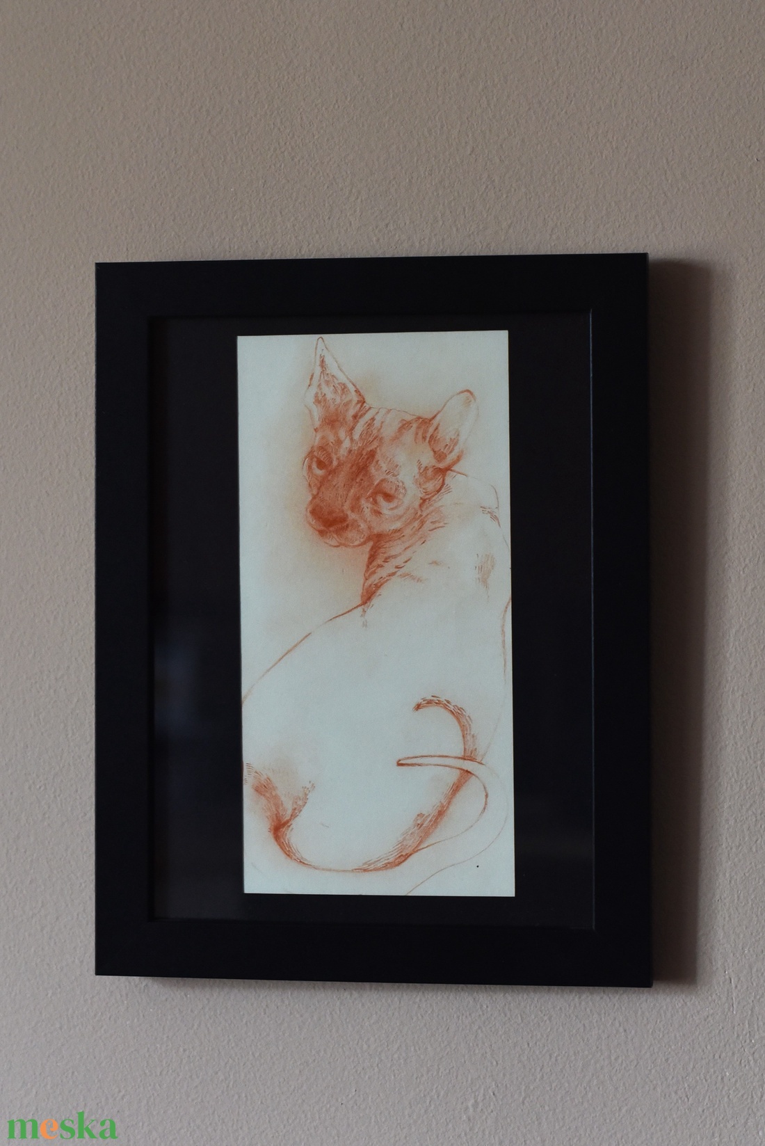 Macska rajz vörös művészceruzával - művészet - grafika & illusztráció - ceruzarajz - Meska.hu