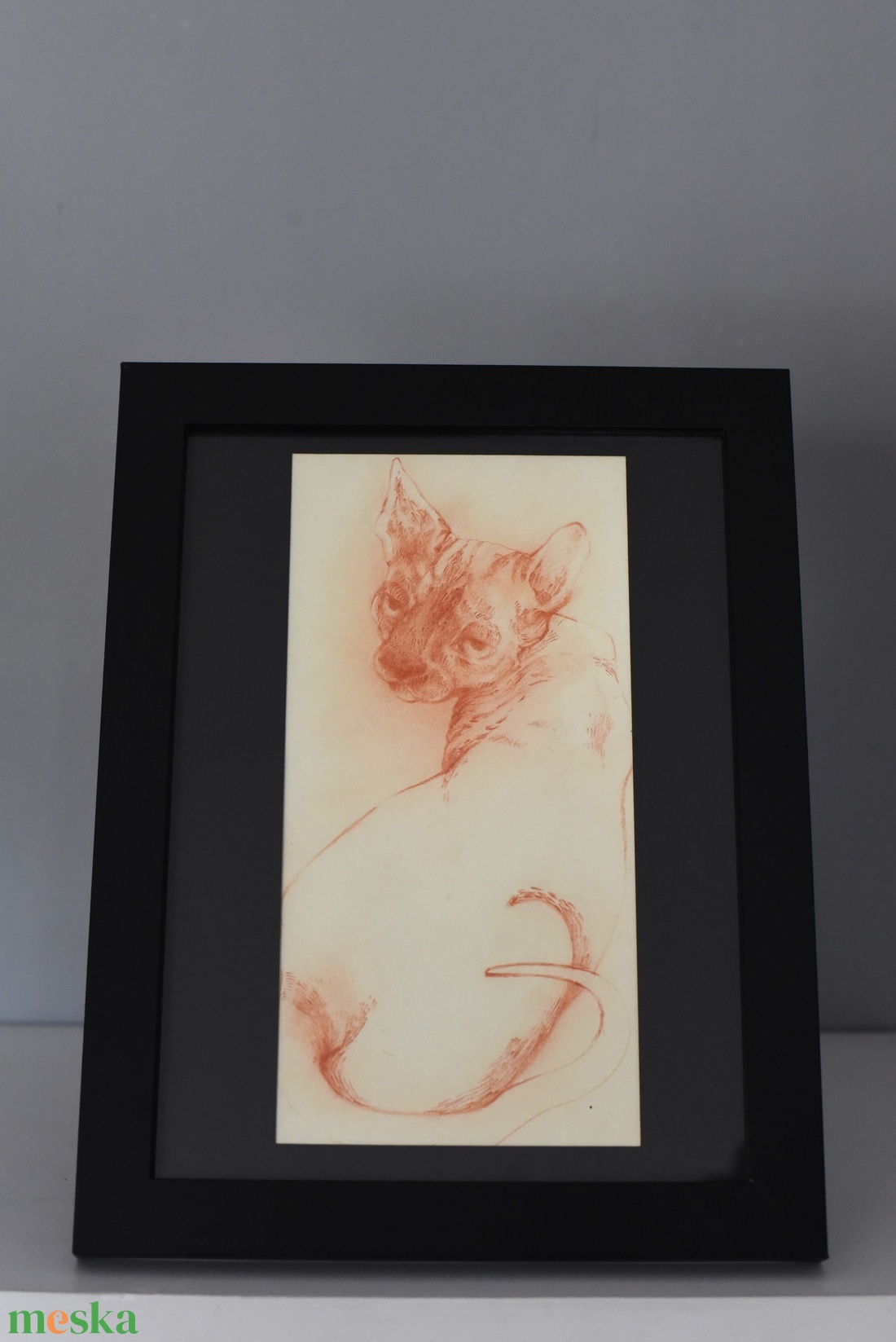 Macska rajz vörös művészceruzával - művészet - grafika & illusztráció - ceruzarajz - Meska.hu