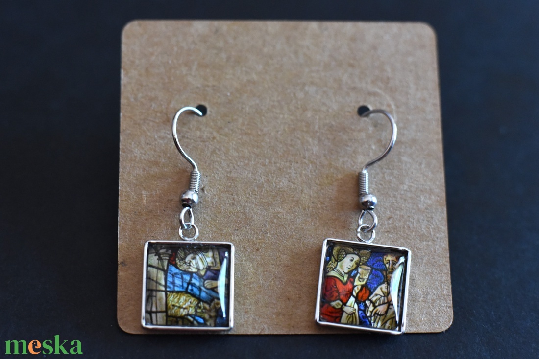 Üvegablak bélyeg fülbevaló - ékszer - fülbevaló - lógó fülbevaló - Meska.hu