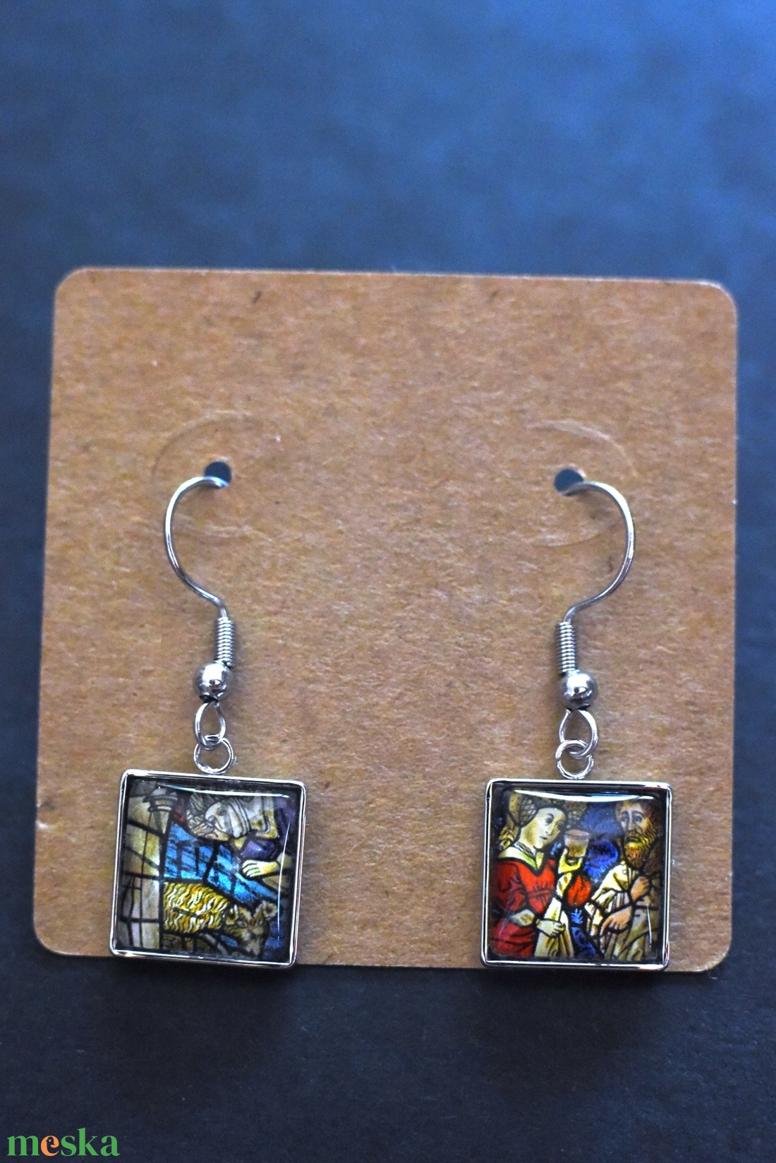 Üvegablak bélyeg fülbevaló - ékszer - fülbevaló - lógó fülbevaló - Meska.hu