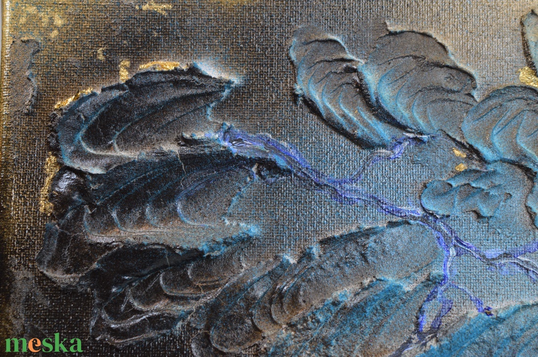 Kék Duna keringő c. absztrakt festmény vásznon, 24x18cm - művészet - festmény - festmény vegyes technika - Meska.hu