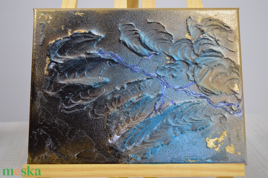 Kék Duna keringő c. absztrakt festmény vásznon, 24x18cm - művészet - festmény - festmény vegyes technika - Meska.hu