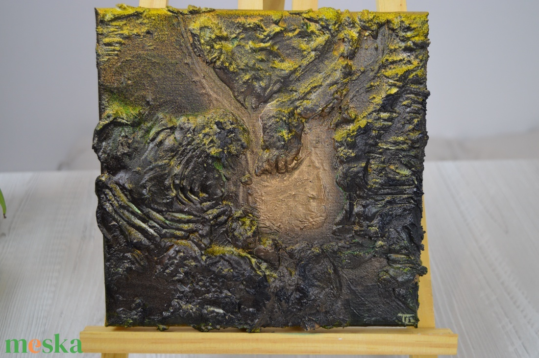 Horcrux I.  absztrakt festmény, vásznon, 20x20 cm - művészet - festmény - festmény vegyes technika - Meska.hu