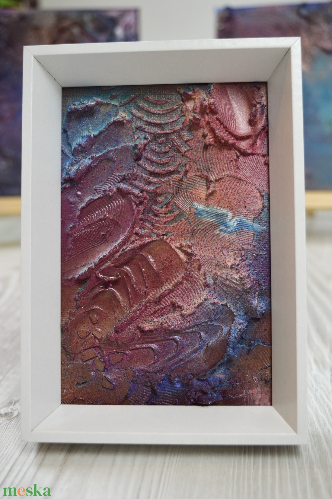 Lélek-zet c. absztrakt festmény, keretben - művészet - festmény - festmény vegyes technika - Meska.hu