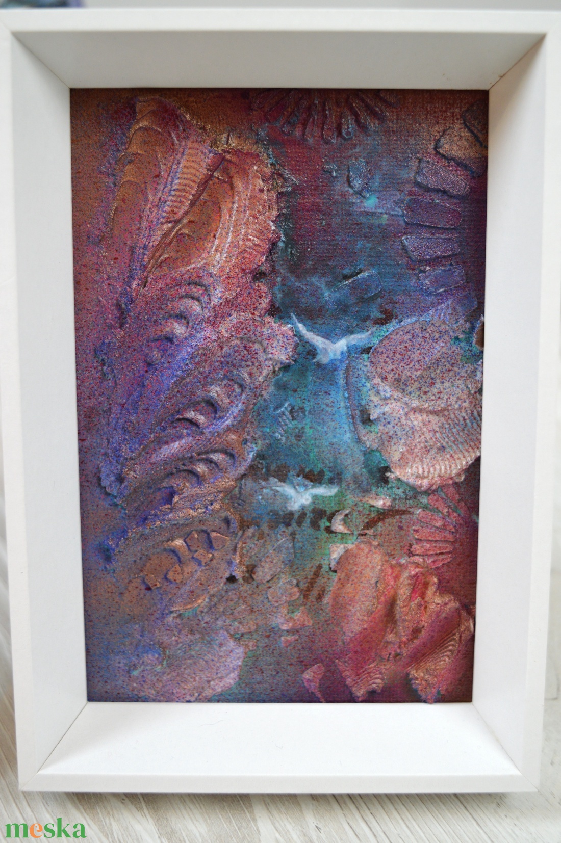 Lélek-zet  visszatérés c. absztrakt festmény, keretben - 12x17cm - művészet - festmény - festmény vegyes technika - Meska.hu