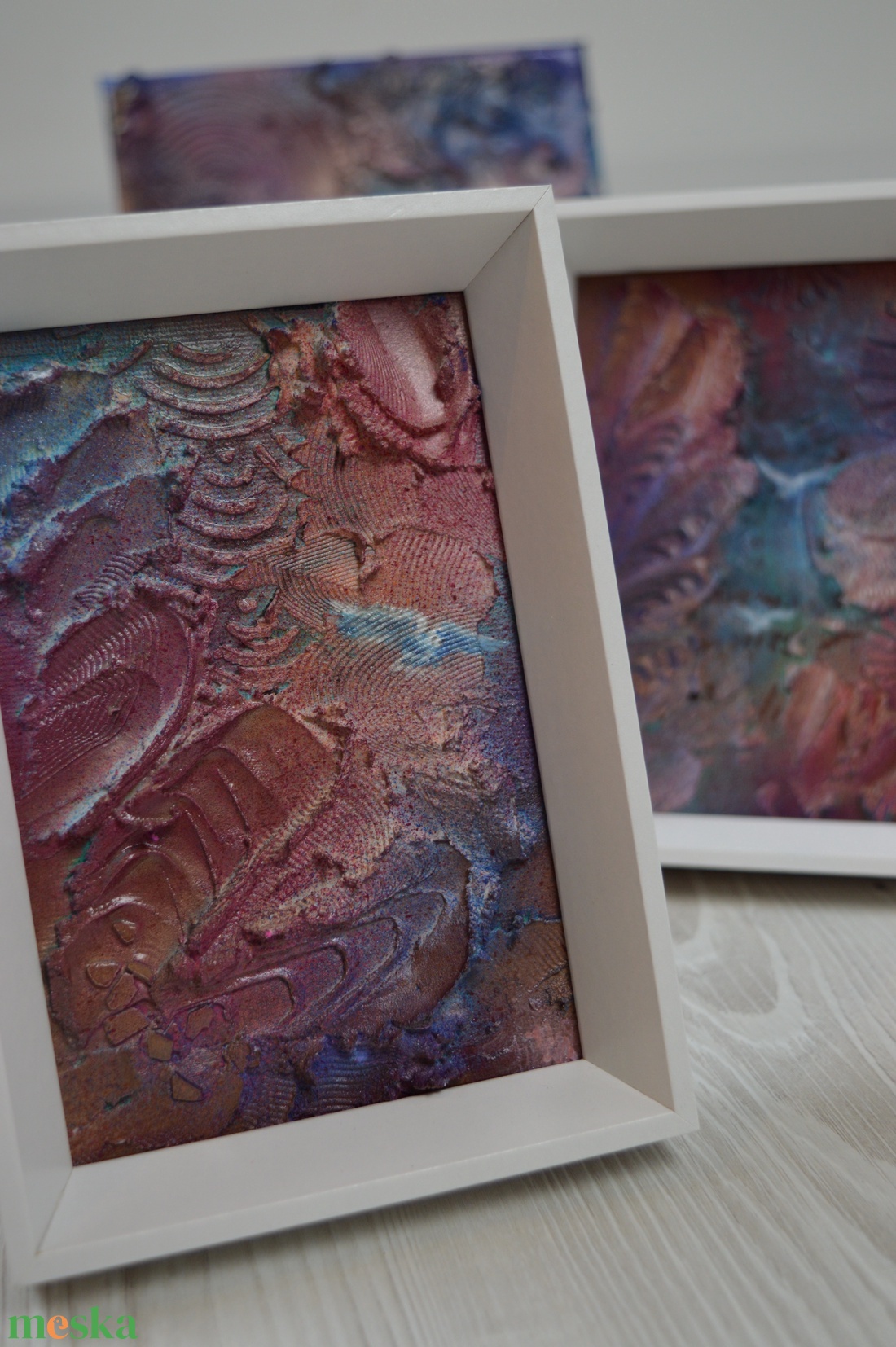 Lélek-zet  visszatérés c. absztrakt festmény, keretben - 12x17cm - művészet - festmény - festmény vegyes technika - Meska.hu