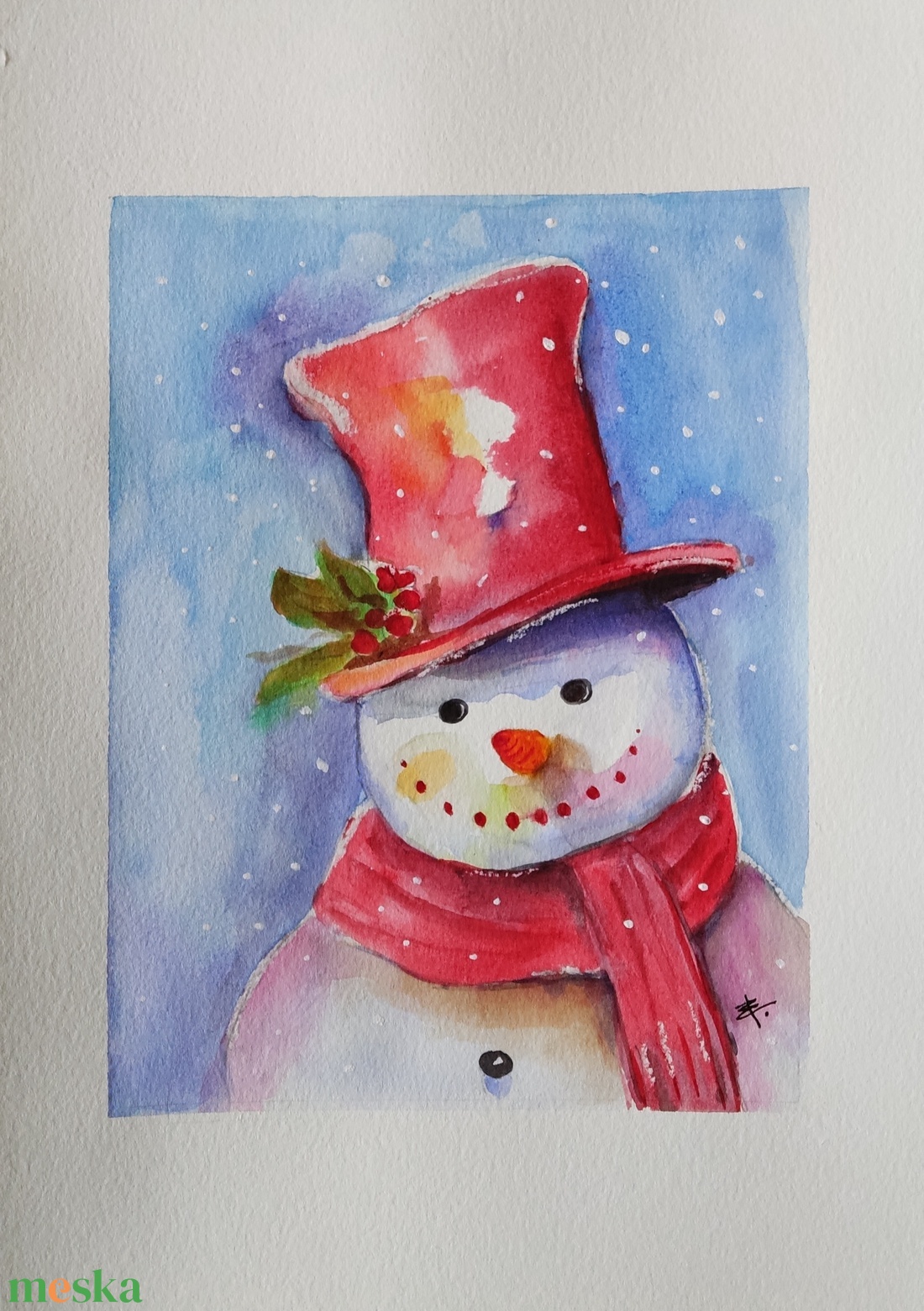 Akvarell - Snowman (2023.) - művészet - festmény - akvarell - Meska.hu Akvarell - Snowman (2023.) - művészet - festmény - akvarell - Meska.hu