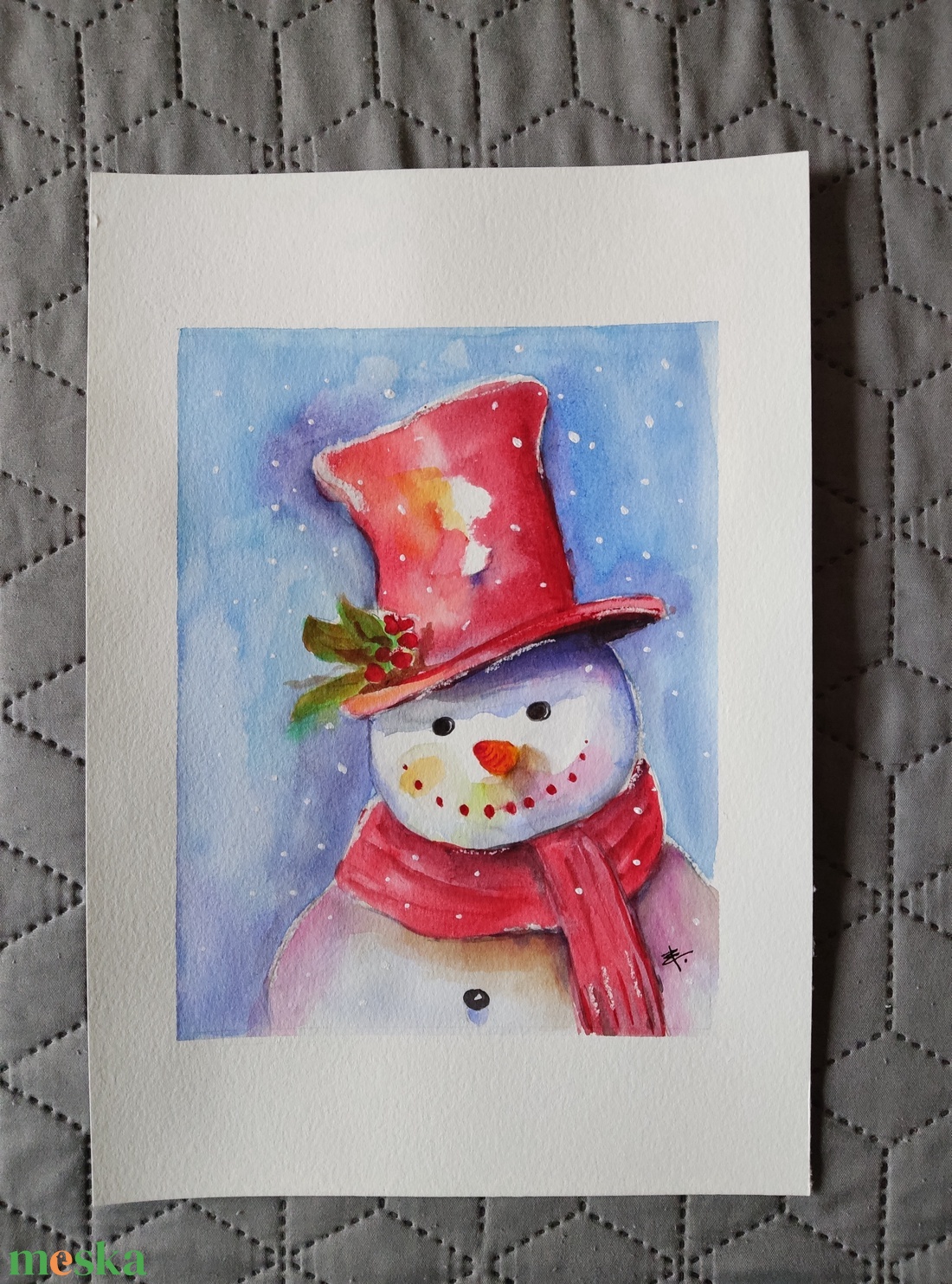 Akvarell - Snowman (2023.) - művészet - festmény - akvarell - Meska.hu Akvarell - Snowman (2023.) - művészet - festmény - akvarell - Meska.hu