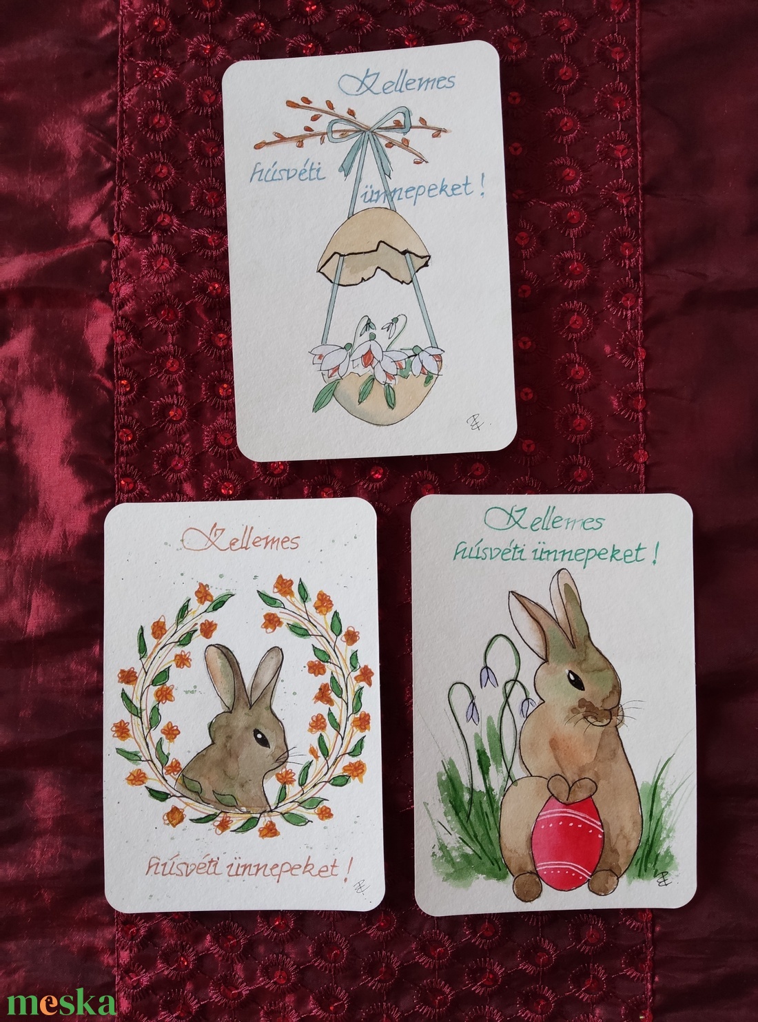 Húsvéti üdvözlőlap csomag - kézzel festett akvarell - művészet - festmény - akvarell - Meska.hu