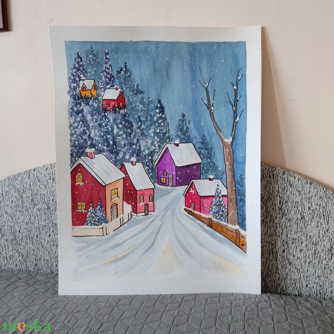 Akvarell - Hóesésben (2026.) - művészet - festmény - akvarell - Meska.hu