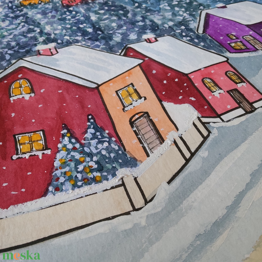Akvarell - Hóesésben (2026.) - művészet - festmény - akvarell - Meska.hu