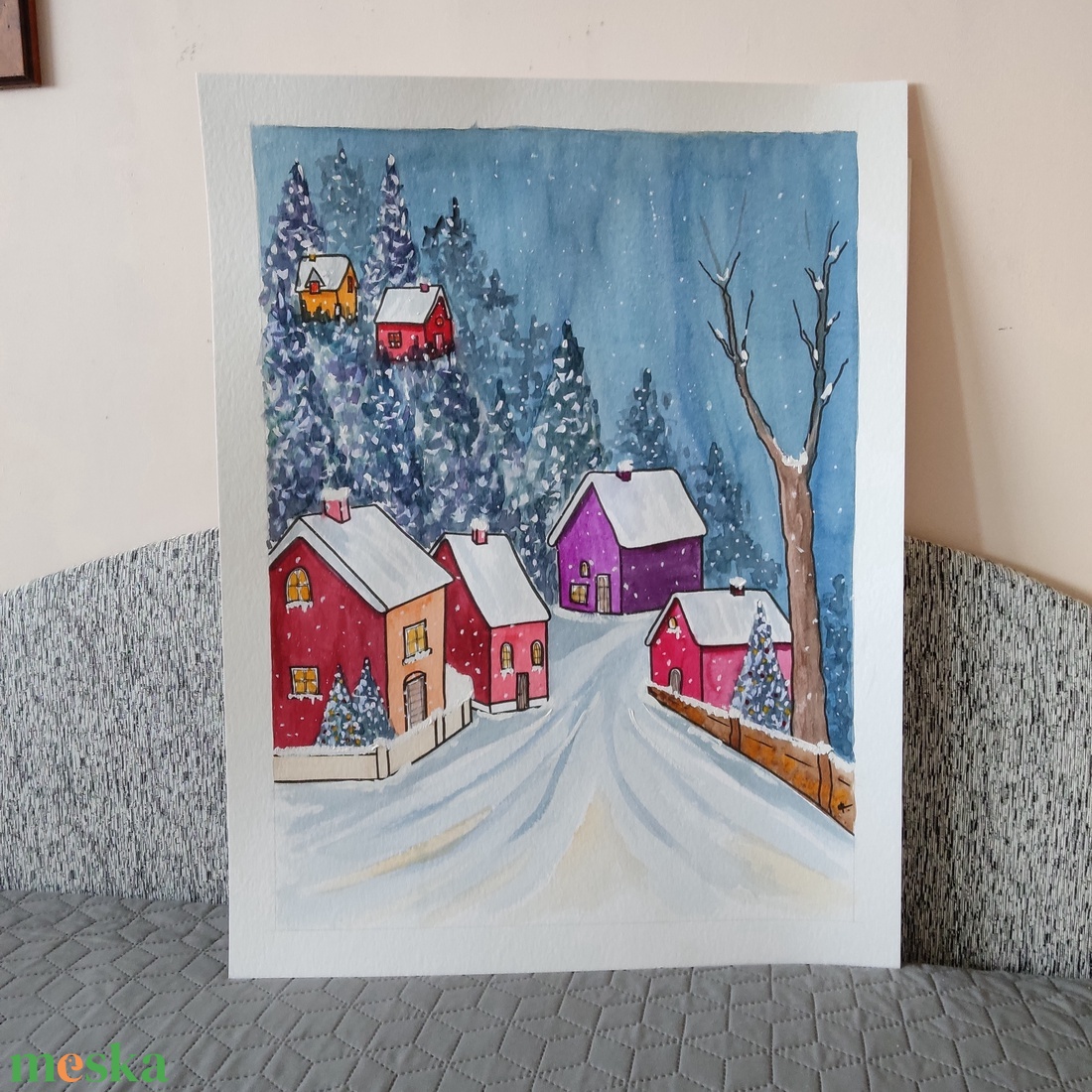 Akvarell - Hóesésben (2026.) - művészet - festmény - akvarell - Meska.hu