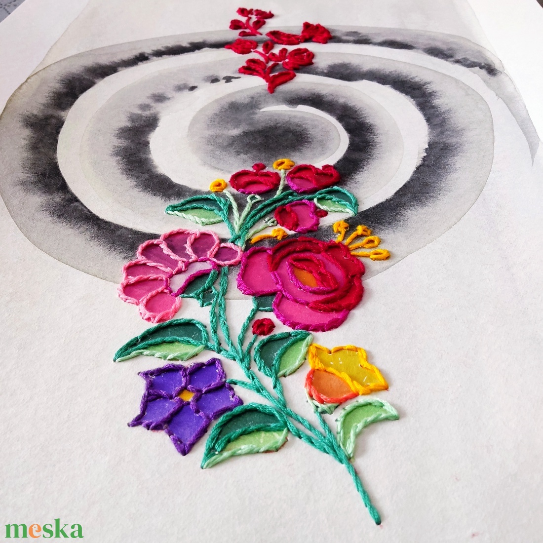 Akvarell - Népi ornamentika - Hungarian folk art 3. (2026.) - művészet - festmény - akvarell - Meska.hu