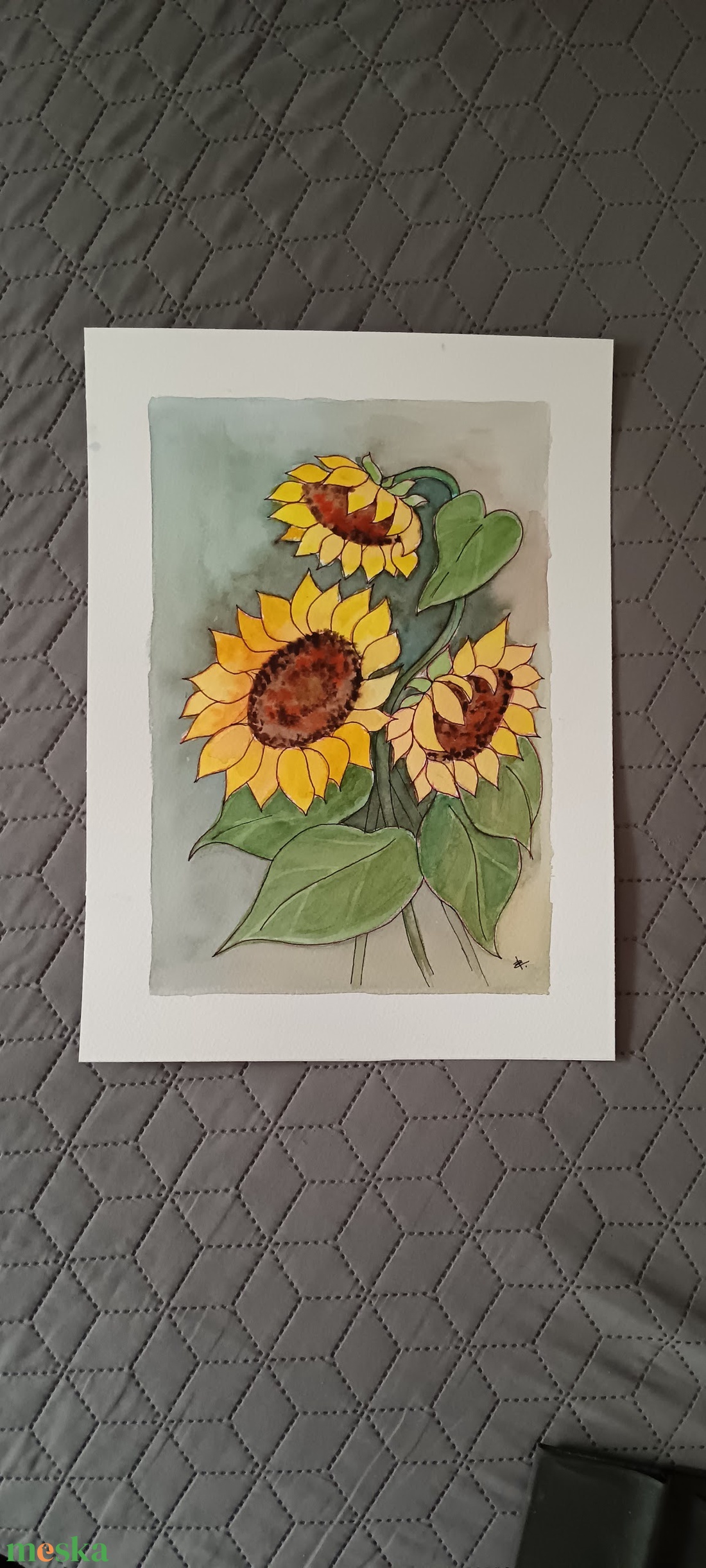 Akvarell - Napraforgók (2026.) - művészet - festmény - akvarell - Meska.hu