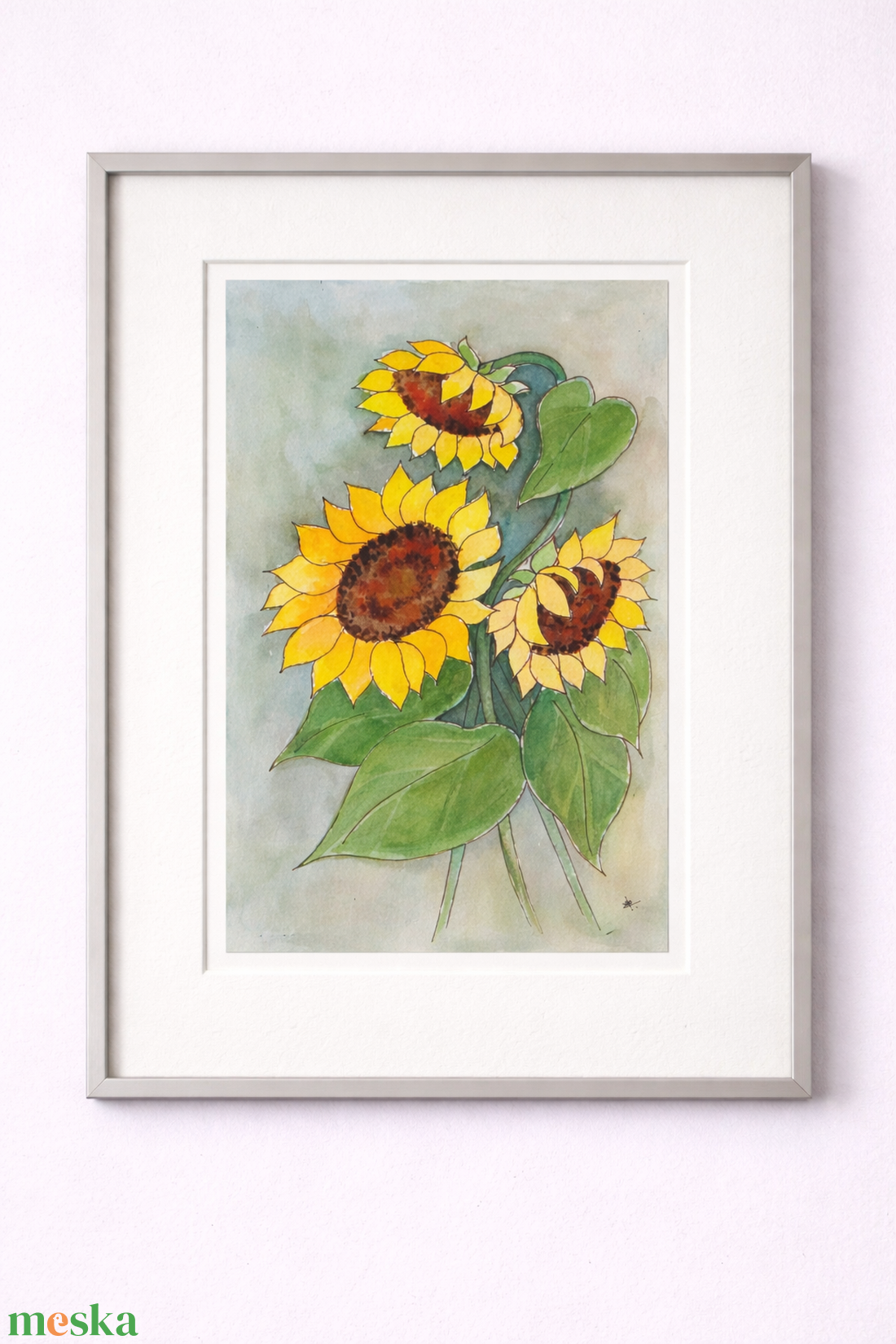 Akvarell - Napraforgók (2026.) - művészet - festmény - akvarell - Meska.hu