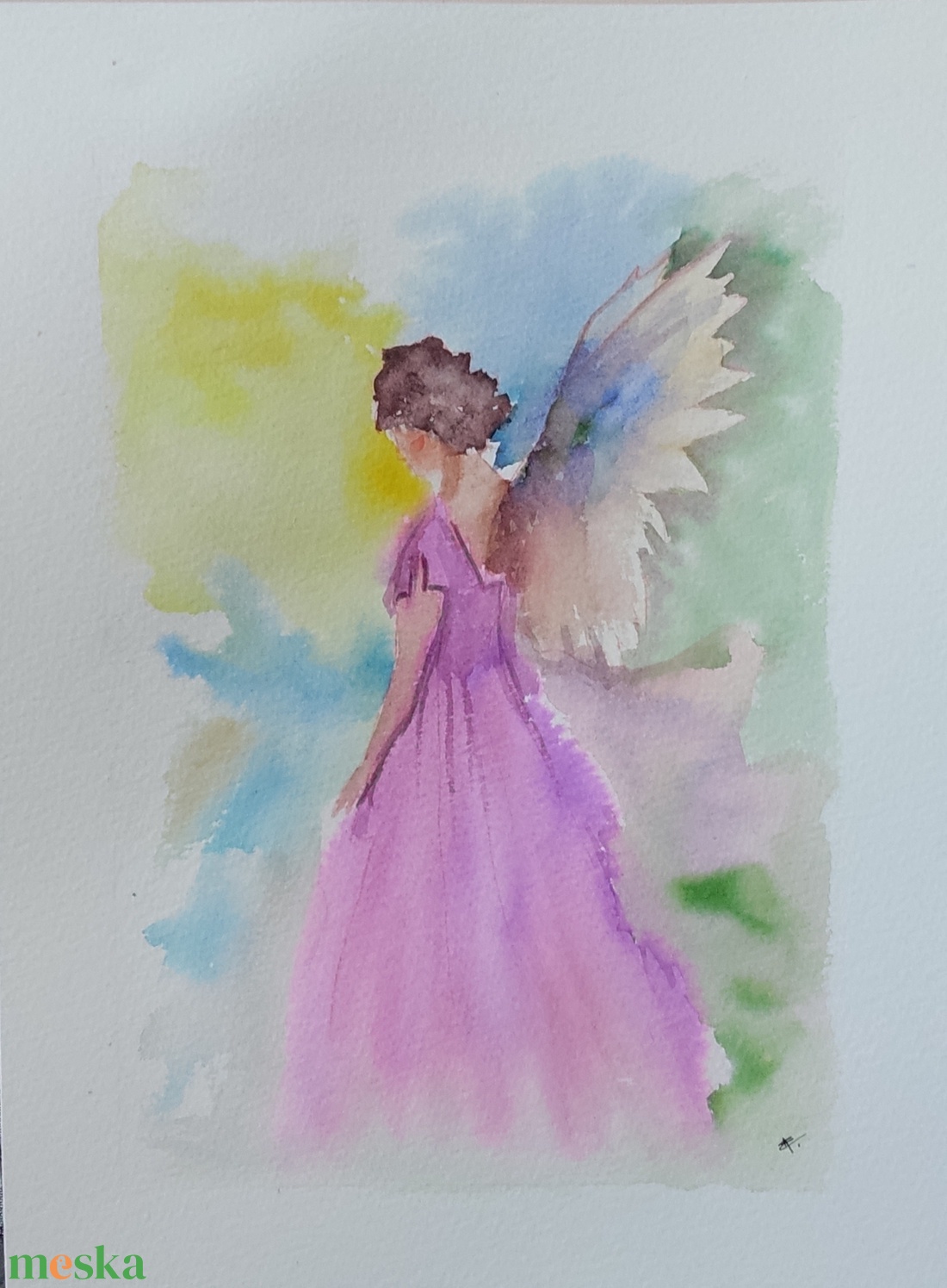 Akvarell - Angyal (2026.) - művészet - festmény - akvarell - Meska.hu