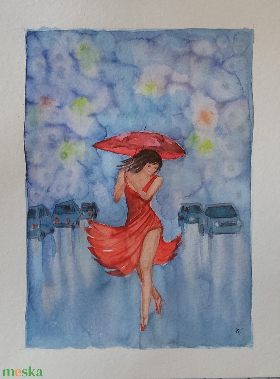 Akvarell - Nyári zápor (2026.) - művészet - festmény - akvarell - Meska.hu