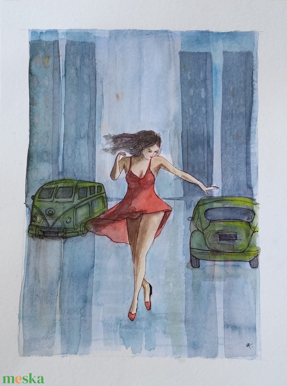 Akvarell - Eső után (2026.) - művészet - festmény - akvarell - Meska.hu