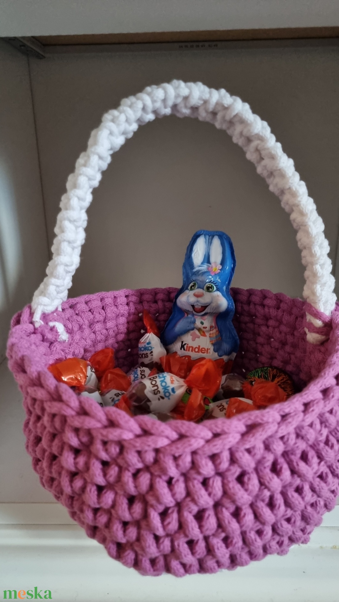 Horgolt húsvéti kosár - ünnepi díszek, dekorációk - húsvéti díszek és dekorációk - húsvéti kosár - Meska.hu