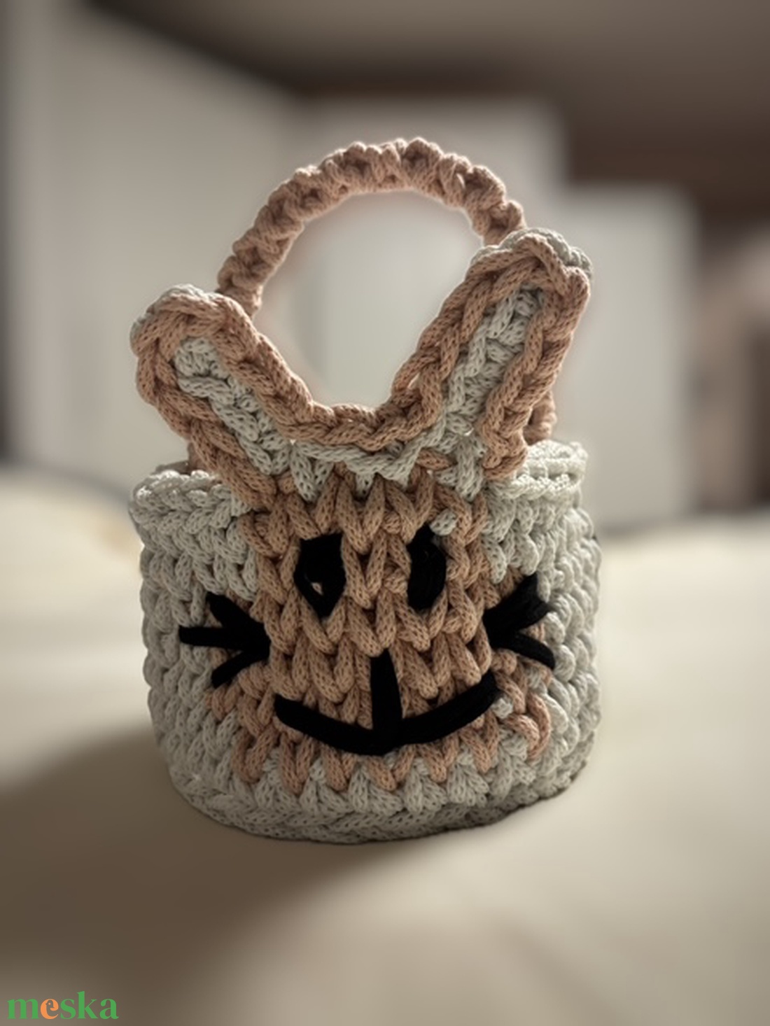 Horgolt húsvéti kosár tojásgyűjtésre - ünnepi díszek, dekorációk - húsvéti díszek és dekorációk - húsvéti kosár - Meska.hu