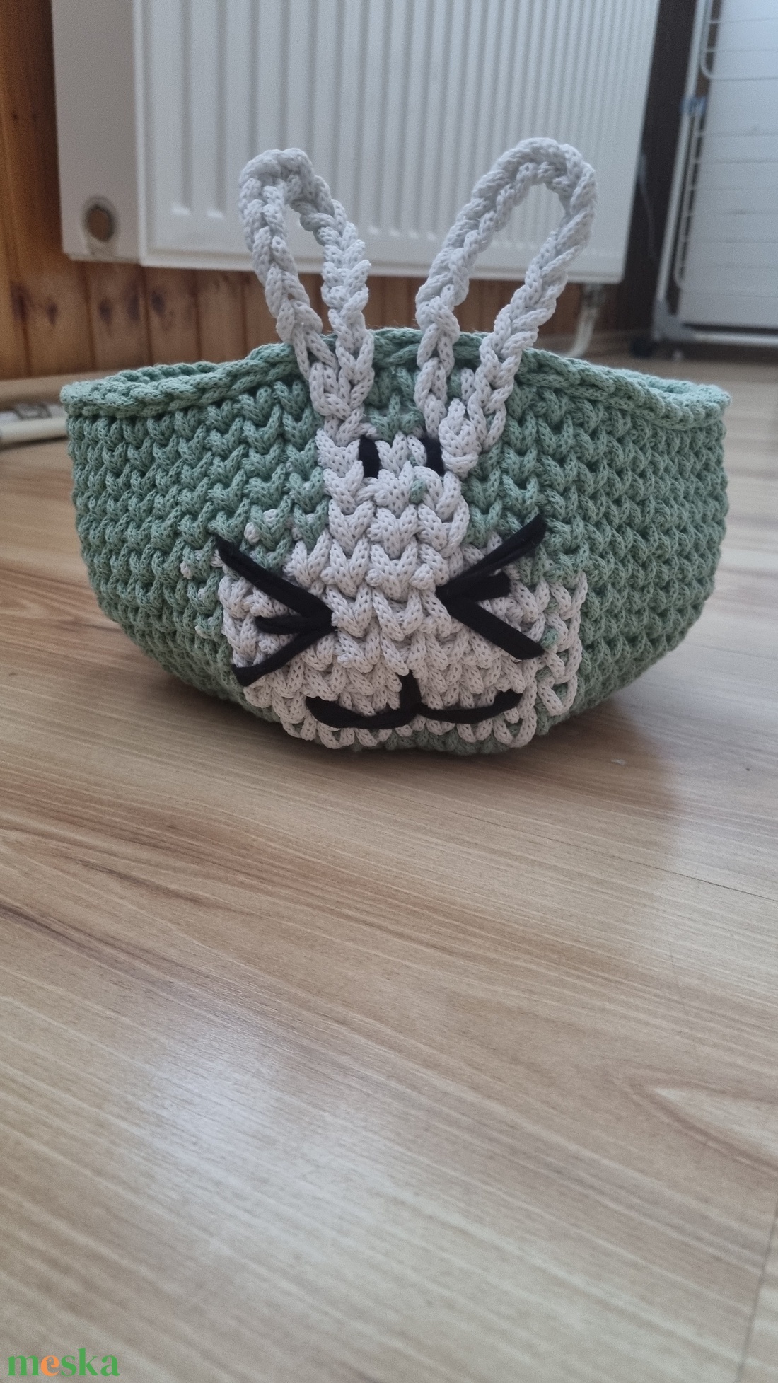 Horgolt nyuszis tároló - ünnepi díszek, dekorációk - húsvéti díszek és dekorációk - húsvéti tálalás - Meska.hu