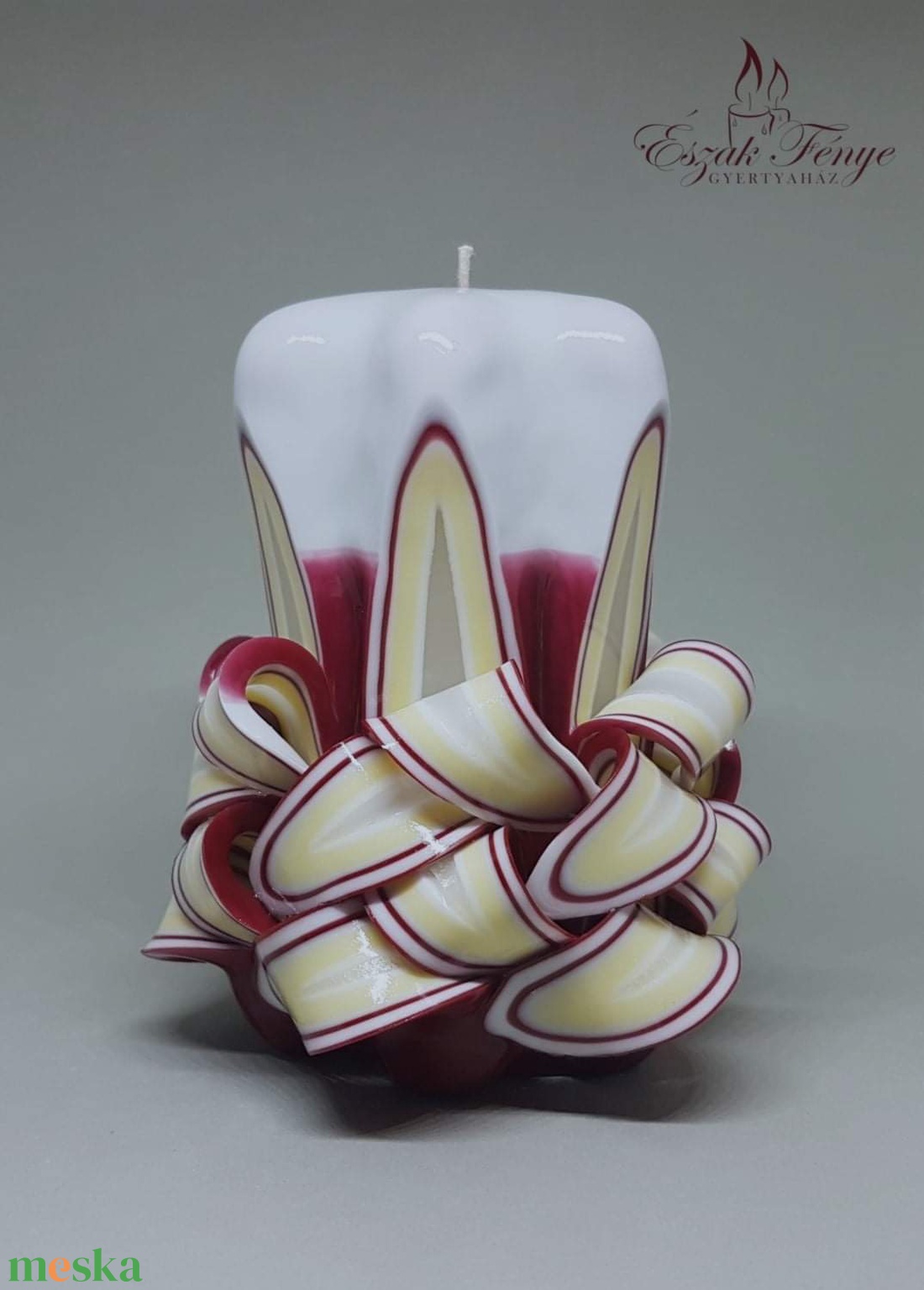 Wicker (Burgundy)- S faragott gyertya - otthon & életmód - gyertya, illat, aroma - gyertya - Meska.hu