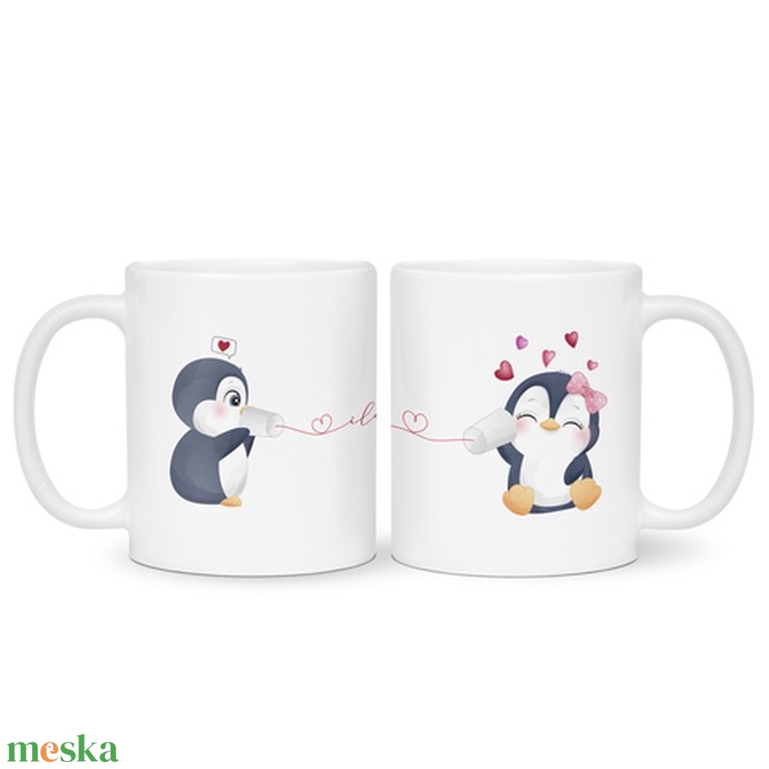 Szerelmes pingvin páros bögre - otthon & lakás - konyhafelszerelés, tálalás - tálalás - bögre & csésze - Meska.hu