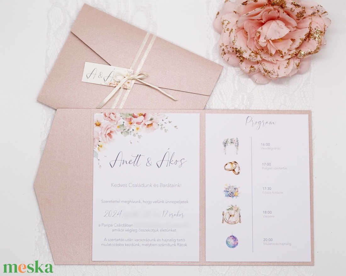 Rose gold borítékba hajtott esküvői meghívó - esküvő - meghívó & kártya - meghívó - Meska.hu Rose gold borítékba hajtott esküvői meghívó - esküvő - meghívó & kártya - meghívó - Meska.hu