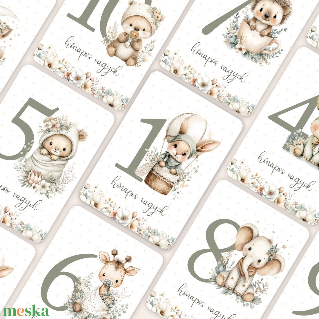 Erdei állatos Baba Mérföldkő Kártyák - baba - mama - babafotózás - baba mérföldkő kártyák - Meska.hu