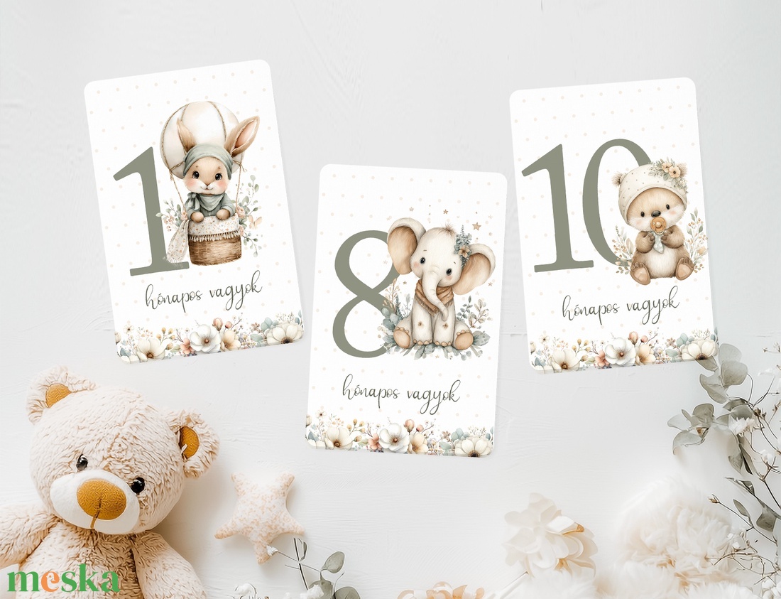 Erdei állatos Baba Mérföldkő Kártyák - baba - mama - babafotózás - baba mérföldkő kártyák - Meska.hu