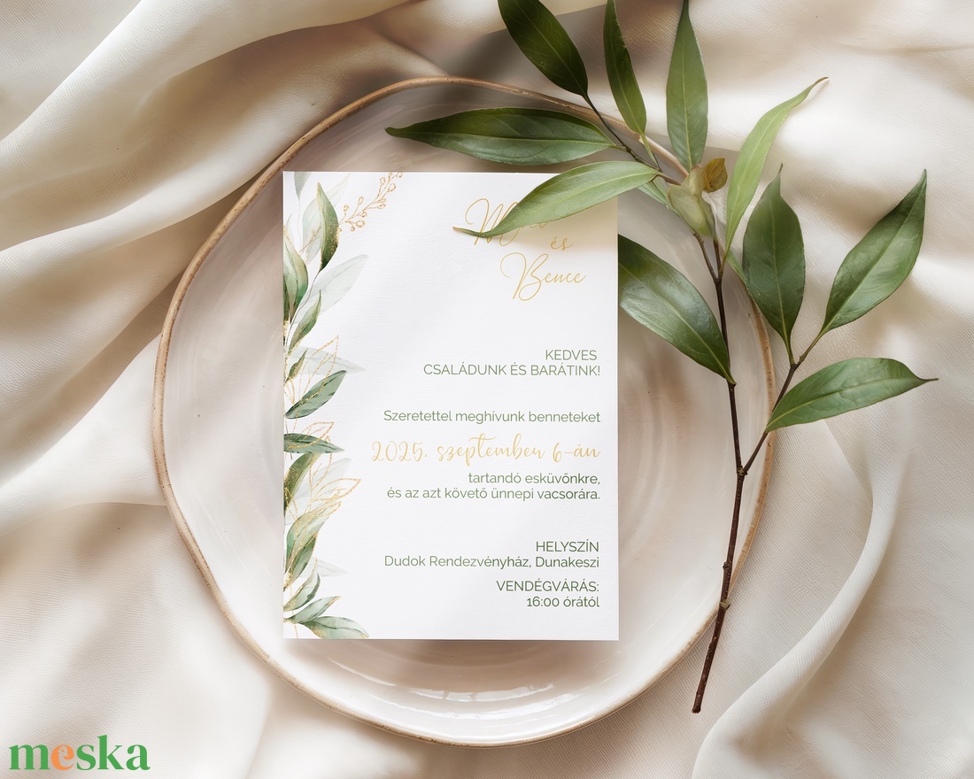 Glimmer and Green � esküvői meghívó - esküvő - meghívó & kártya - meghívó - Meska.hu