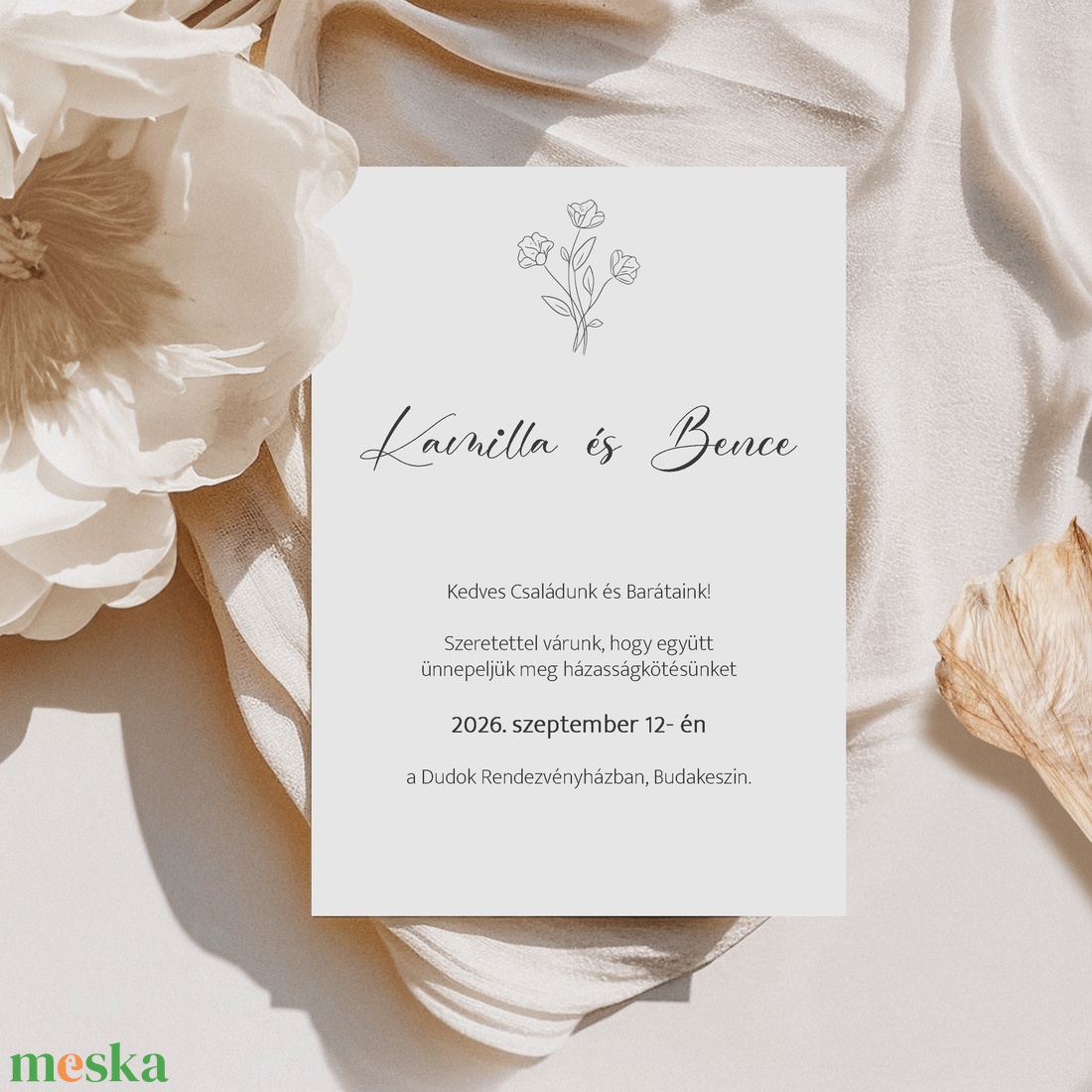 Bloom and Line � esküvői meghívó  - esküvő - meghívó & kártya - meghívó - Meska.hu