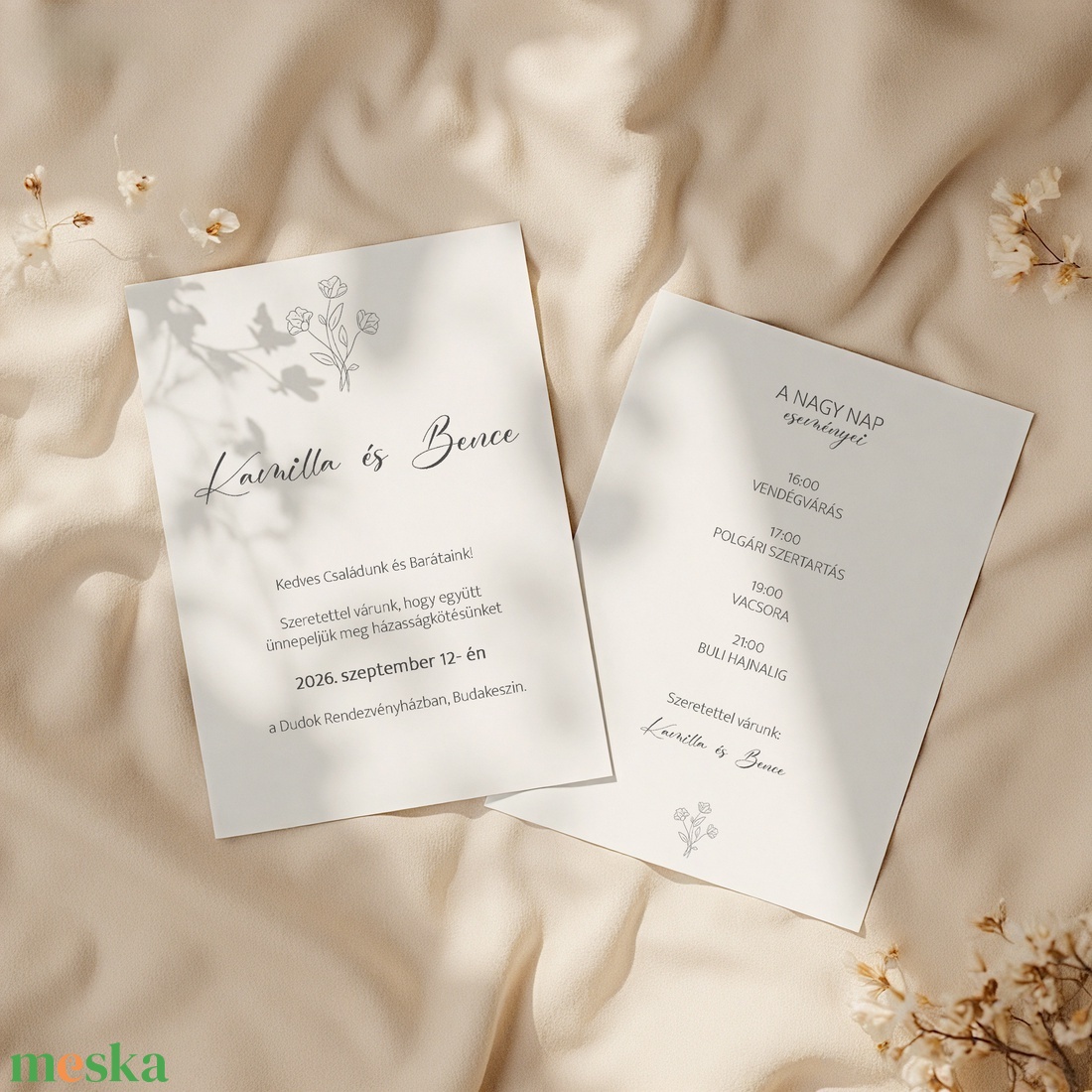 Bloom and Line � esküvői meghívó  - esküvő - meghívó & kártya - meghívó - Meska.hu