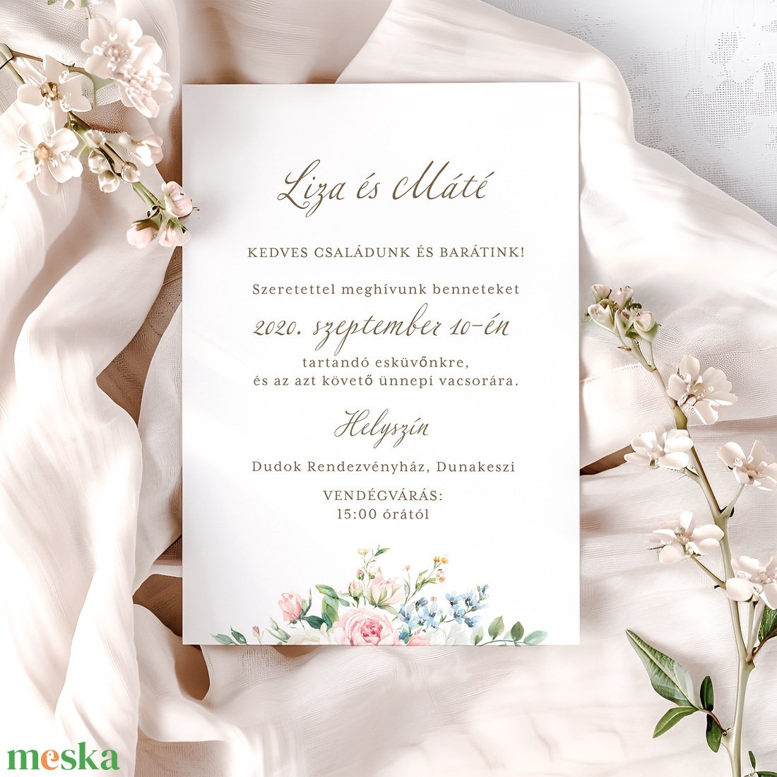 Blush and Bloom � pasztell virágos esküvői meghívó - esküvő - meghívó & kártya - meghívó - Meska.hu