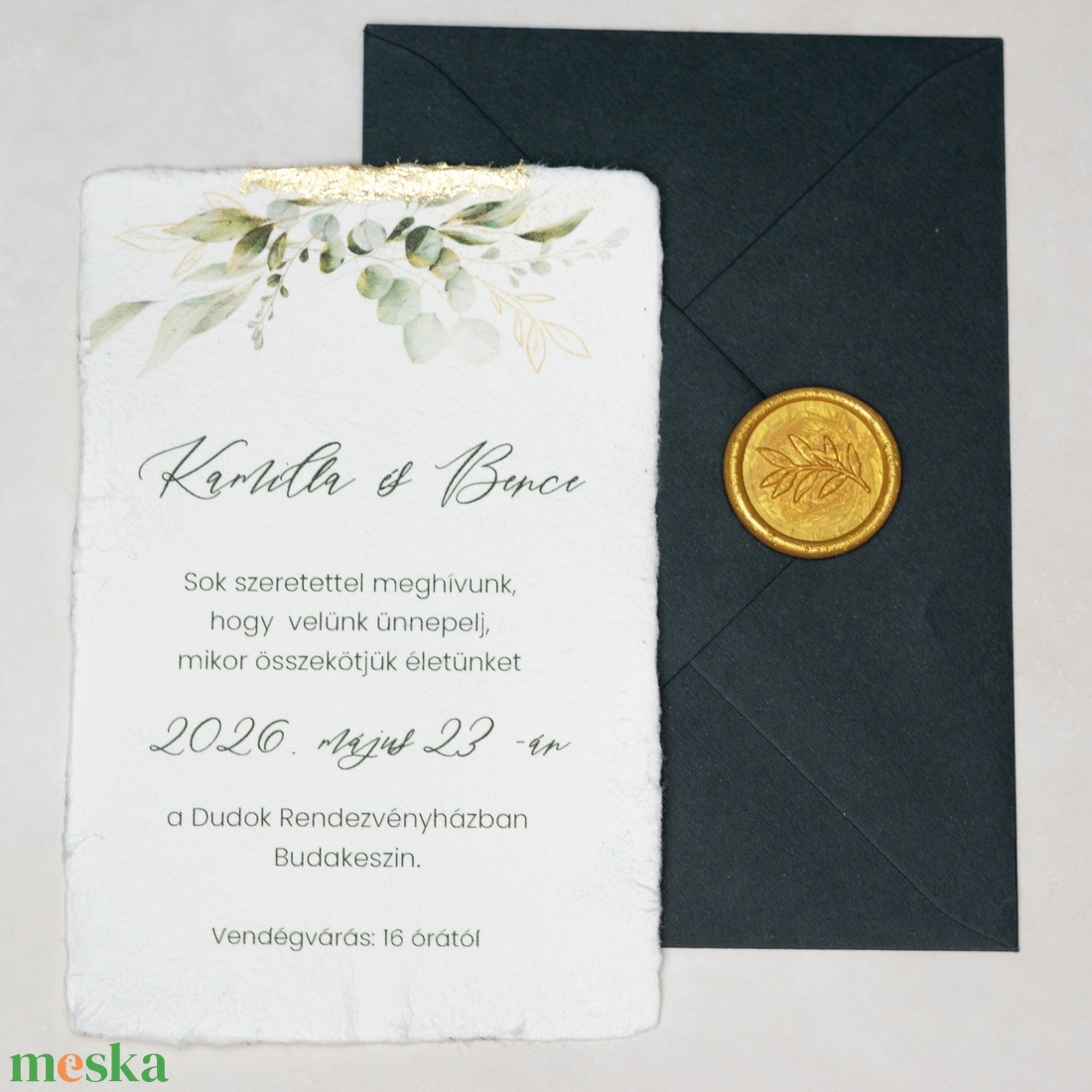 Golden Greenery � aranyozott esküvői meghívó - esküvő - meghívó & kártya - meghívó - Meska.hu
